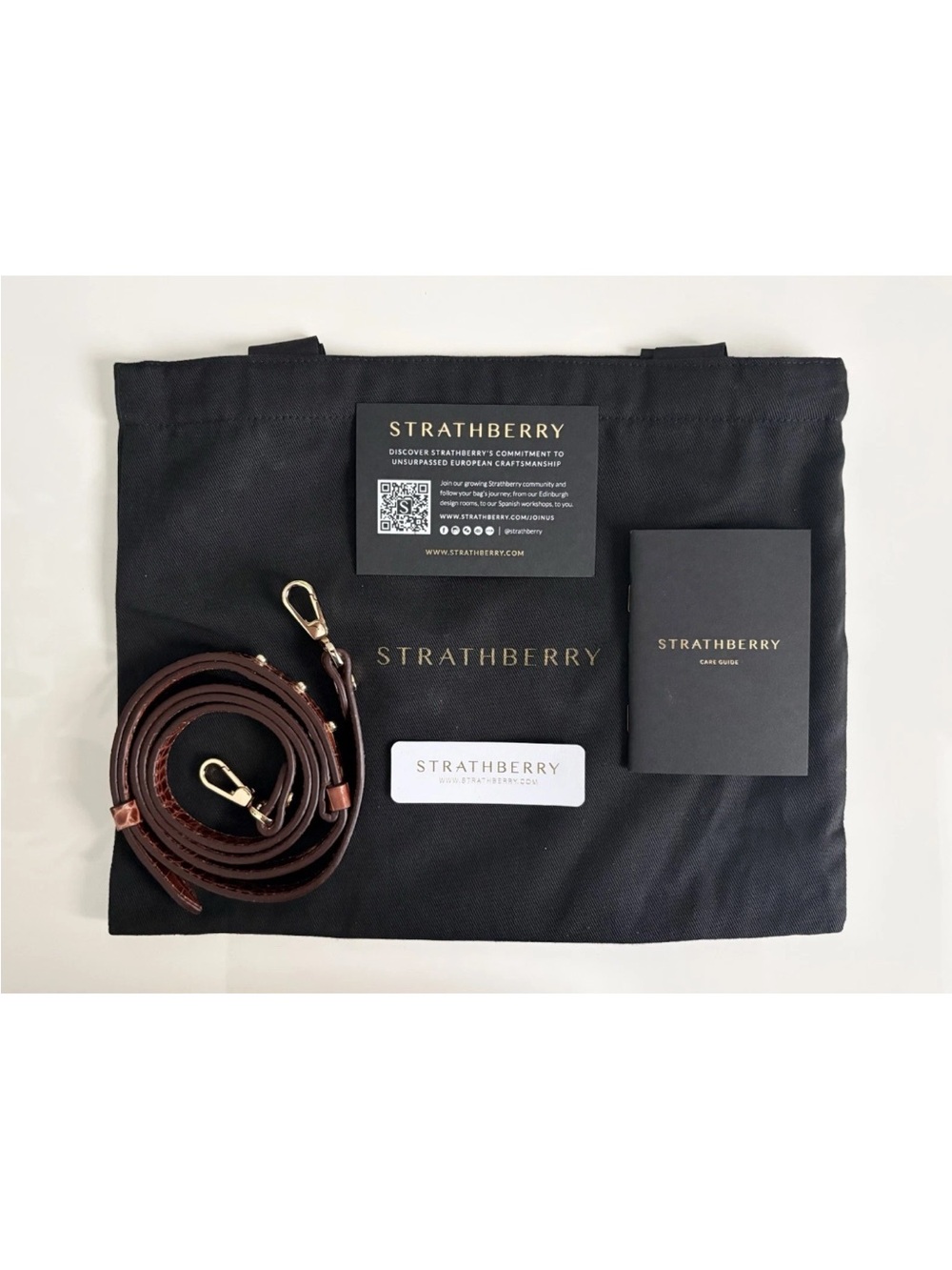NEW Strathberry Mosaic Nano Brown Croc Embossed Leather Top Handle Crossbody Bag - Picture 15 of 16